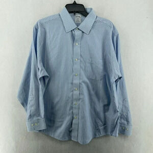 Brooks Brothers Button-Up Shirt Men's Sz 17 2/3 Blue Striped Non-Iron Collared